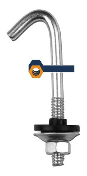 Gancho Jota Techo 1/4x70 Mm Tuerca Arandela Goma Chapa X50un 0
