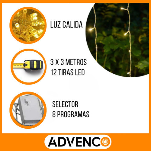 Cortina Lluvia 360 Led Calida Navideña Decoración 1