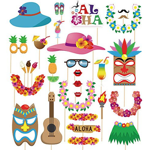 60 Piezas De Accesorios Para Fotomatón Luau - Suministros De 0
