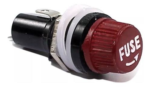 50 X Porta Fusível Rosca P/ Painel Vermelho 5x20 Blx1 0