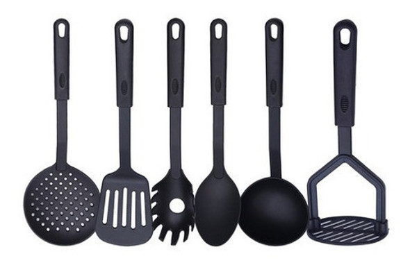 Set X6 Utensilios Cocina Nylon Cucharón Espumadera Espatula 0