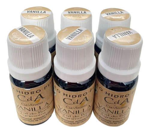 Kit 6 Óleo Hidrossolúvel Vanilla Puro Umidificadores 10ml 0