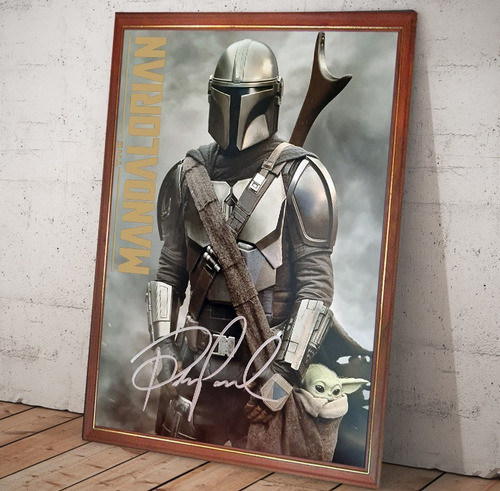 The Mandalorian Poster Firmado Enmarcado Serie Mandaloriano 0