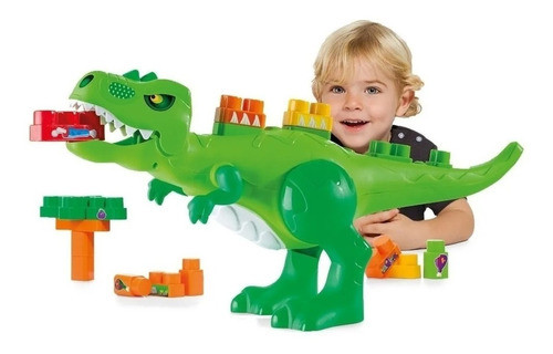Dinosaurio Rex Con Sonidos Y Bloques Didactico Gigante 1