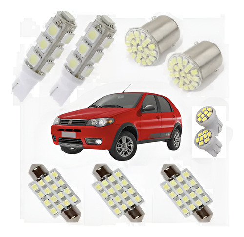Kit Lampadas Led Para Palio Pingo Teto Placa Meia Luz Ré 0