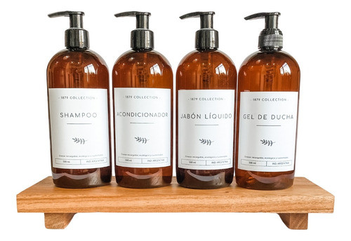Set Dispenser Plastico Shampoo+acond+jabón-gel Ducha+tablita 0