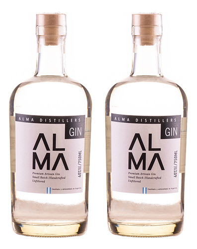 Gin Alma Premium Dry  2 Botellas  X 750 Ml Ayres Cuyanos 0