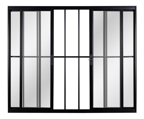 Janela De Alumínio De Correr 100x200x8cm 4 Folhas Vidro Wt 1