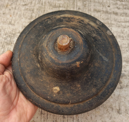 Antigua Base De Madera Maciza De 19,3cm Diam X 7,5cm Alto 0