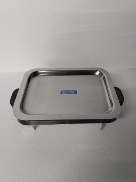 Brasero De Mesa Acero Inox 33 X 24 Acanalado Asas Baquelita 1