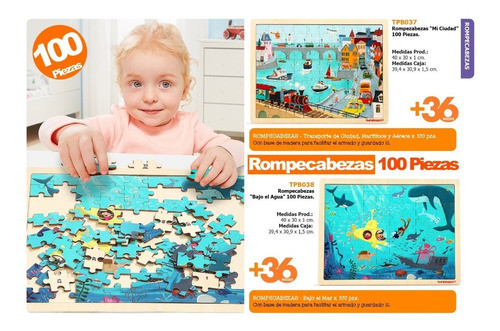 Rompecabezas Puzzle 100pz Bajo El Agua Top Bright Madera Mar 1