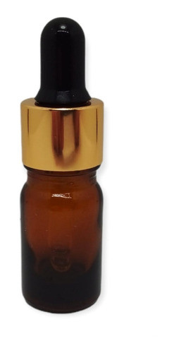 Pack X10 Frasco 5 Cc Botella Vidrio Ámbar 5 Ml Gotero Dorado 1
