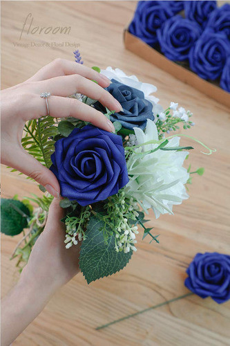 Rosas Artificiales C/tallo Realistas X25u/7.6cm/ Royal Blue 1