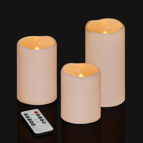Conjunto De 3 Velas Pilares Batería-operadas De 10, 127 Y 15 1