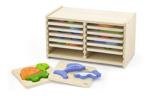 12 Puzzles De Animales Con Ordenador De Madera Viga 0