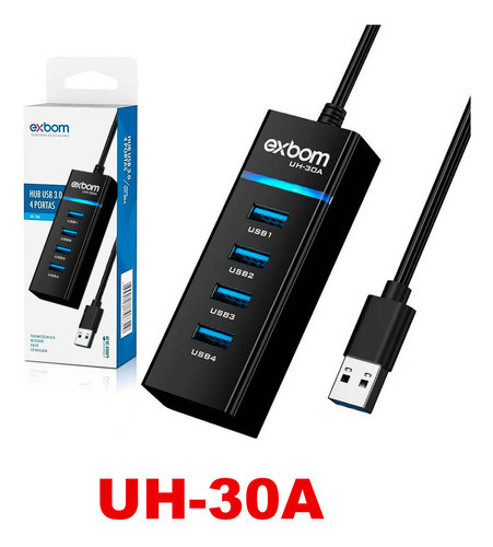 Hub Usb 3.0 4 Portas Preto 1