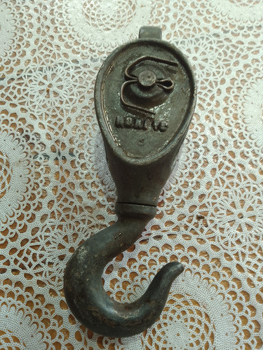 Antiguo Aparejo Doble Galvanizado Nonius Con Gancho 0