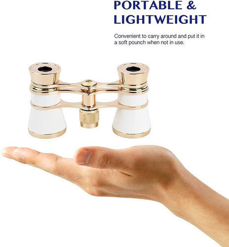 Binoculares De Opera 3x25 Para Teatros | Blanco Con Cadena 1