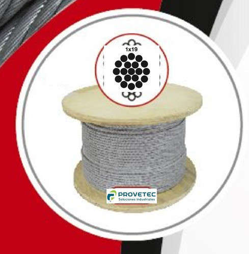 Cable Cordón Acero Galvanizado 1x19 Diámetro 1,2mm X 200m 1