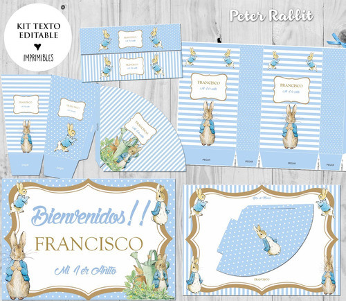 Kit Imprimible Peter Rabbit Nene Texto Editable! 1