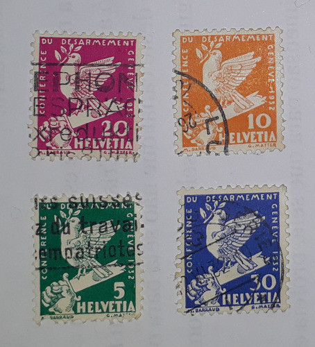 4 Selos Antigos Suiça  -  Desarmement - 1932 0