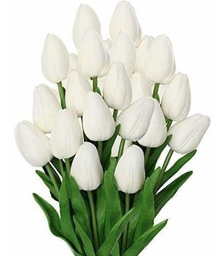 Tulipanes Artificiales De 20 Unidades - Blancas 0