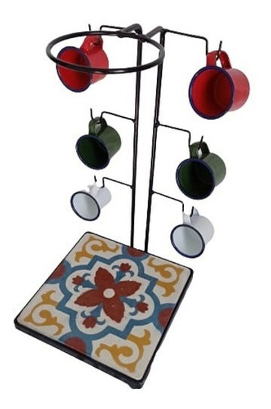 Mancebo Suporte Coador De Café E Porta Xicaras Base Ladrilho 1