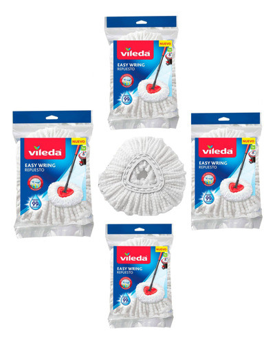 Pack De 4 Repuesto Mopa Vileda Easy Wring  Balde Centrífugo 0