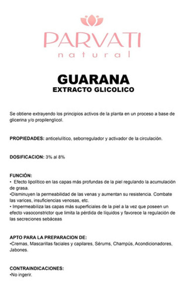 Guaraná Extracto Glicólico 250grs Uso Cosmetico 1 Guaraná Extracto Glicólico 250grs Uso Cosmetico 1