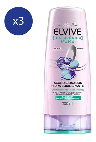 Pack Acondicionador Loreal Elvive Hialuronico Pure 200 Ml 0