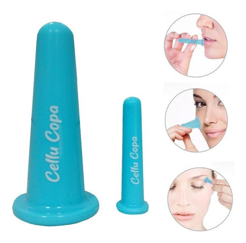 Ventosa Facial Cupping Cellu Copa Silicona Celeste 0