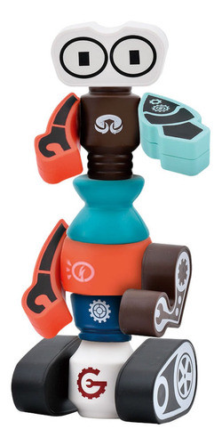 Magnetic Robot Cascos Azul Y Beige Articulados Conectables 1