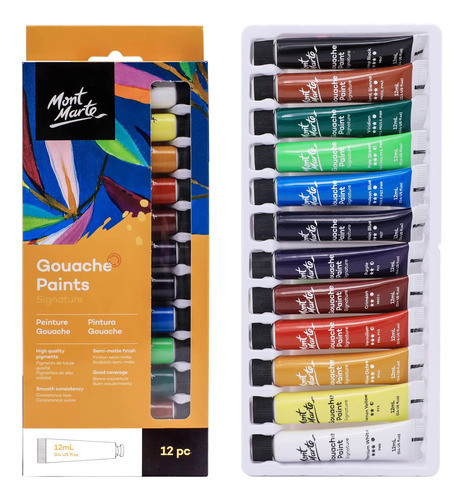 Set 12 Temperas Gouache Mate De 12ml Signature Mont Marte 0