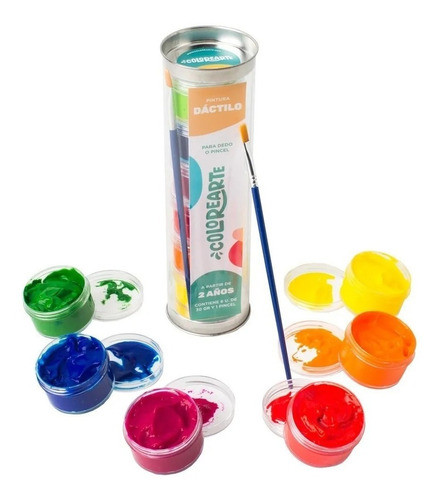 Dactilo Pintura De Colores Puros Tubo X6 + Pincel Didácticas 1