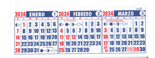 Almanaques Calendario Trimensual 18 X 8 Cm. X 50 Unidades 0