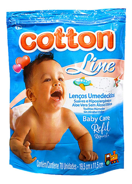 Refil Toalha Lenço Umedecido Cotton Line 1 Uni Full 0