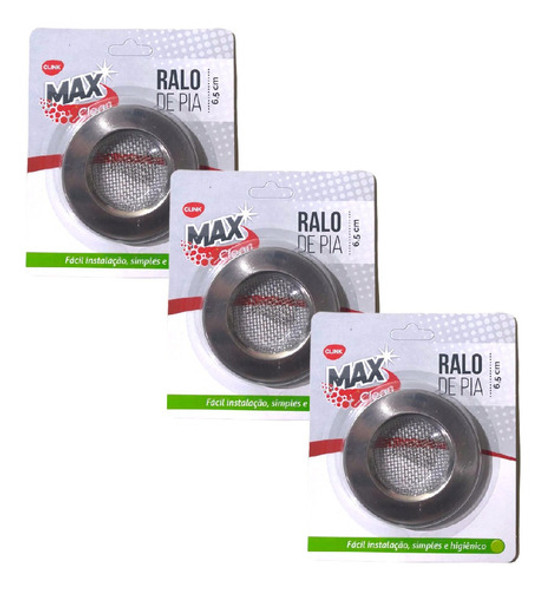 Kit C/3 Ralos De Pia Inox Cozinha Tampa 6,5 Cm Higiênico 0 Kit C/3 Ralos De Pia Inox Cozinha Tampa 6,5 Cm Higiênico 0