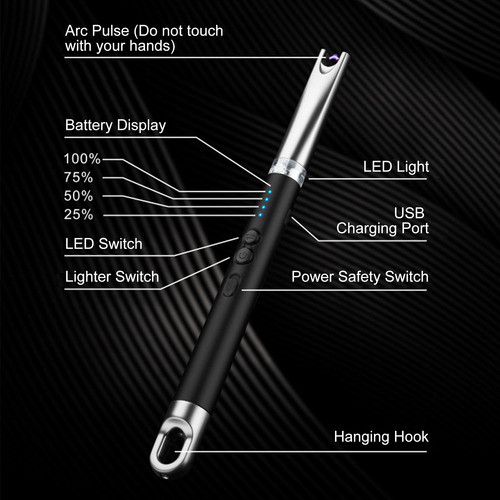 Fogão Elétrico Sem Chama Fire Tool Long Lighter Arc Lighter 1