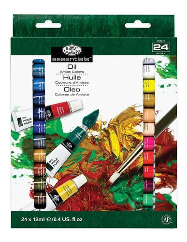 Kit Tinta Oleo 24 Cores + Pincel + Tela + Gode 1
