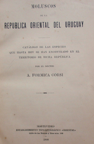Moluscos Del Uruguay Catalogo Especies A. Formica Corsi 1900 1