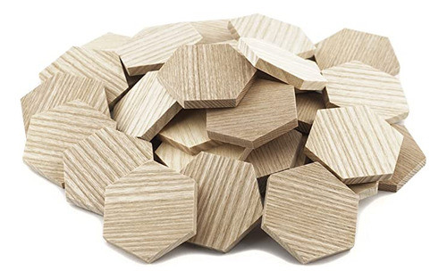 2" Madera Hex&aacute;gono Cutout Formas Unfinished&nbs. 0