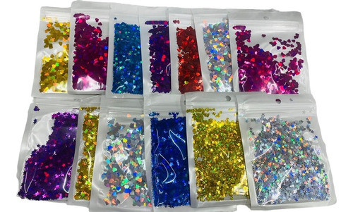 20 Pacote Mini Confetes Metalizado Para Balão 10g Cada Sorti 0