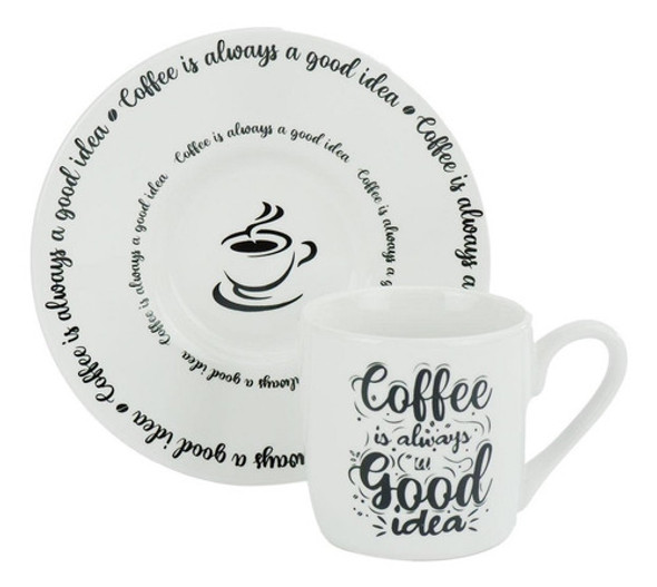 Kit 6 Xícaras Com Pires Café Porcelana 80ml Coffee Good 1