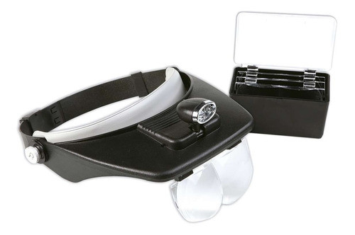 Vincha Lupa Cabeza Manos Libres Luz Led 4 Lentes Intercambiables Con Estuche  Soporte De Cabeza Regulable 1