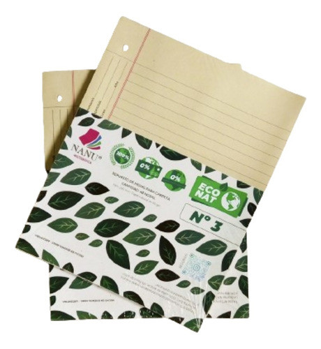 Repuesto Numero 3 Rayado 48 Hojas Nanu Nat Para Carpeta 0