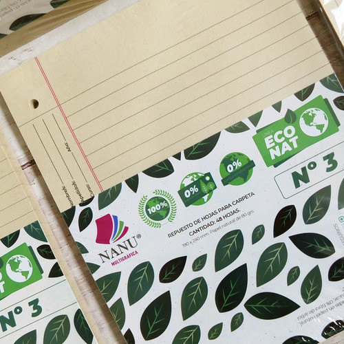 Repuesto Numero 3 Rayado 48 Hojas Nanu Nat Para Carpeta 1