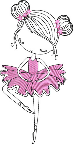 Matriz De Bordado: Bailarina Con Vestido Rosa - 2 Tamaños 0