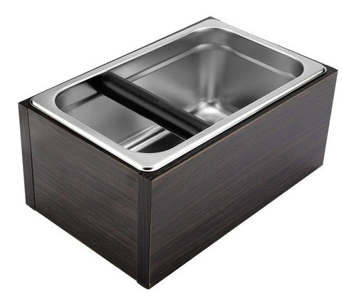 Knock Box Contenedor Borra De Café Baristas Acero Y Madera 0