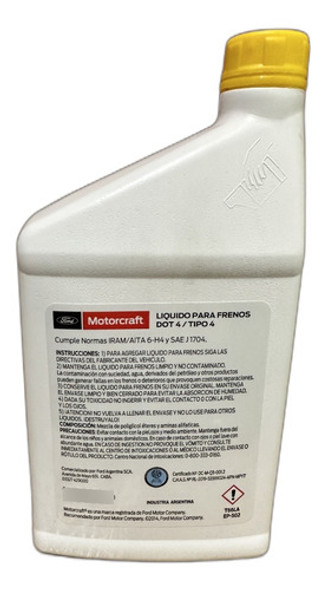 Liquido Freno Motorcraft Dot 4 - 1000 Ml 1
