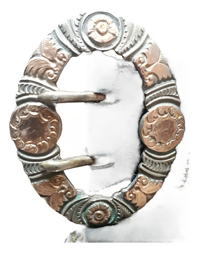 Antiguo Cinto Criollo Con Hebilla Plata Y Oro 1 Metro 18 Lgo 0